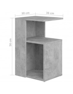 Tavolino Grigio Cemento 36x30x56 cm in Legno Multistrato