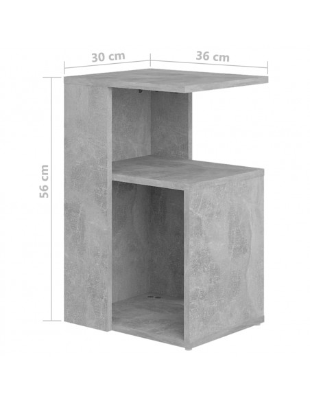 Tavolino Grigio Cemento 36x30x56 cm in Legno Multistrato