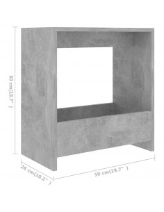 Tavolino Grigio Cemento 50x26x50 cm in Legno Multistrato