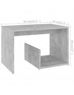 Tavolino Grigio Cemento 59x36x38 cm in Legno Multistrato