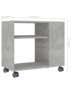 Tavolino Grigio Cemento 70x35x55 cm in Legno Multistrato