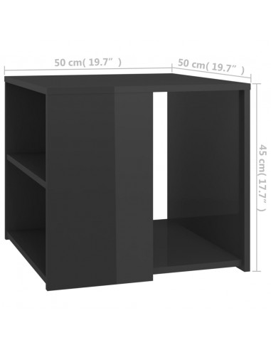 Tavolino Grigio Lucido 50x50x45 cm in Legno Multistrato
