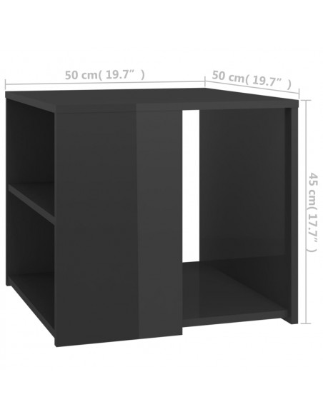 Tavolino Grigio Lucido 50x50x45 cm in Legno Multistrato