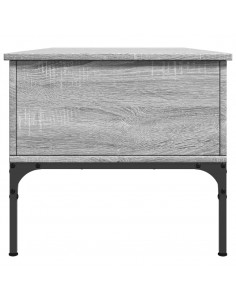 Tavolino Grigio Sonoma 100x50x45 cm Legno Multistrato e Metallo