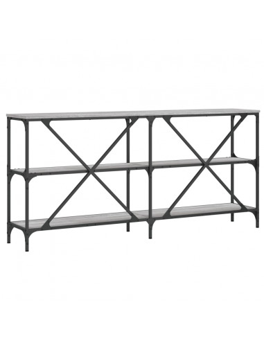 Tavolino Grigio Sonoma 160x30x75cm in Legno Multistrato e Ferro