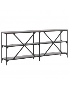 Tavolino Grigio Sonoma 180x30x75cm in Legno Multistrato e Ferro