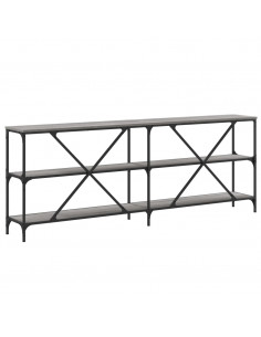 Tavolino Grigio Sonoma 200x30x75cm in Legno Multistrato e Ferro