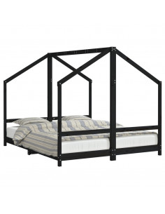 Giroletto per Bambini Nero 2x(80x200) cm Legno Massello di Pino 2