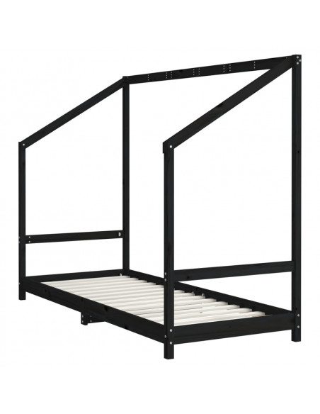 Giroletto per Bambini Nero 2x(80x200) cm Legno Massello di Pino