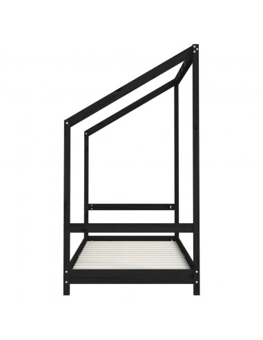 Giroletto per Bambini Nero 2x(80x200) cm Legno Massello di Pino