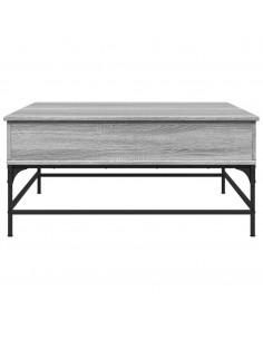 Tavolino Grigio Sonoma 95x95x45 cm Legno Multistrato e Metallo