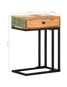 Tavolino Laterale a Forma di U 45x30x61 cm in Legno di Recupero
