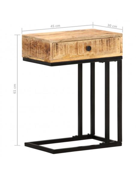 Tavolino Laterale a Forma di U 45x30x61 cm in Massello di Mango