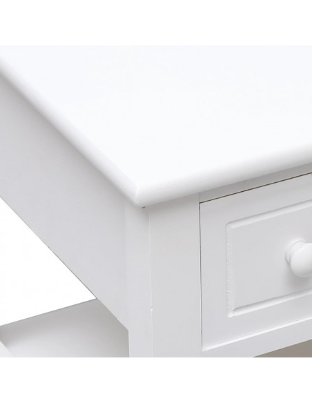 Tavolino Laterale Bianco 40x40x40 cm in Legno di Paulownia