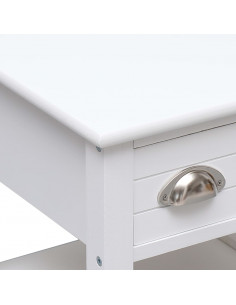 Tavolino Laterale Bianco 40x40x40 cm in Legno di Paulownia