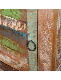 Tavolino Laterale con 1 Cassetto e 1 Anta in Legno di Recupero