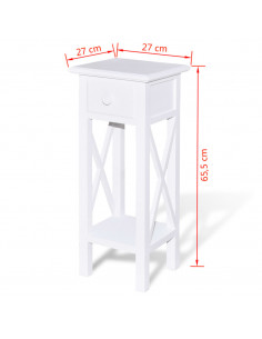 Tavolino Laterale con Cassetto Bianco