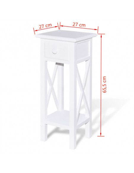 Tavolino Laterale con Cassetto Bianco