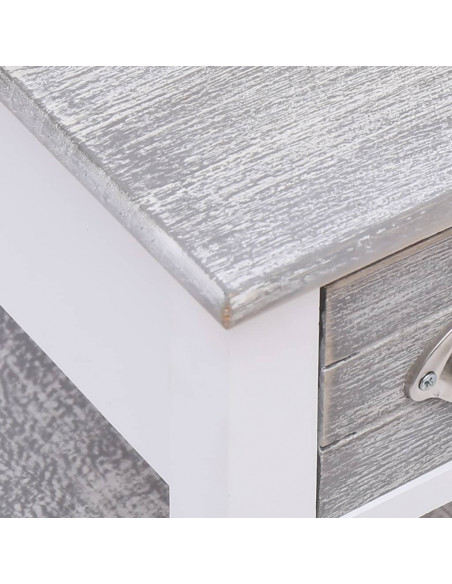Tavolino Laterale Grigio 40x40x40 cm in Legno di Paulownia