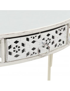 Tavolino Laterale in Stile Francese in Metallo 82x39x76 Bianco