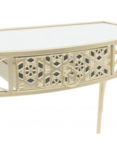 Tavolino Laterale in Stile Francese in Metallo 82x39x76 cm Oro