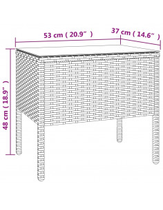 Tavolino Marrone 53x37x48 cm Polyrattan e Vetro Temperato