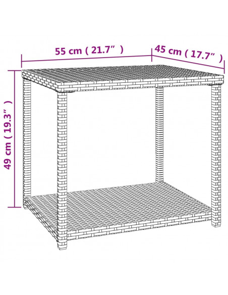 Tavolino Marrone 55x45x49 cm in Polyrattan