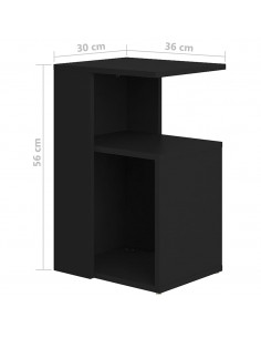 Tavolino Nero 36x30x56 cm in Legno Multistrato