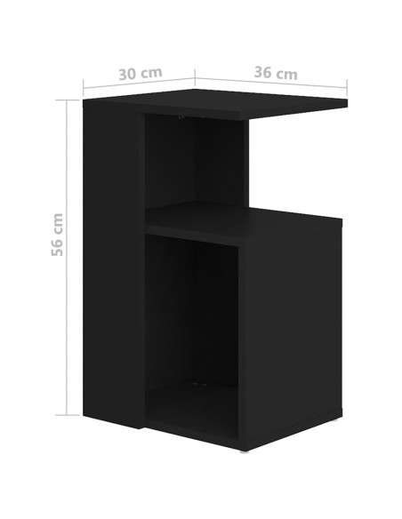 Tavolino Nero 36x30x56 cm in Legno Multistrato