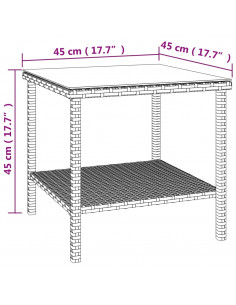 Tavolino Nero 45x45x45 cm Polyrattan e Vetro Temperato