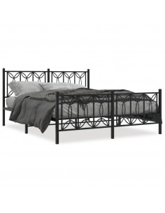 Giroletto con Testiera e Pediera Metallo Nero 150x200 cm 2