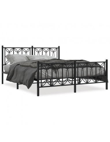 Giroletto con Testiera e Pediera Metallo Nero 150x200 cm