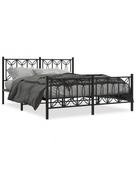 Giroletto con Testiera e Pediera Metallo Nero 150x200 cm