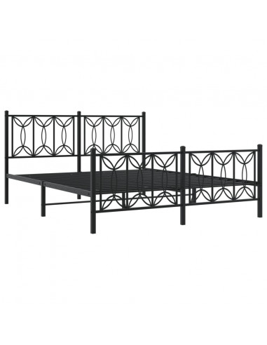 Giroletto con Testiera e Pediera Metallo Nero 150x200 cm