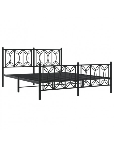 Giroletto con Testiera e Pediera Metallo Nero 150x200 cm