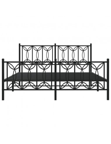 Giroletto con Testiera e Pediera Metallo Nero 150x200 cm