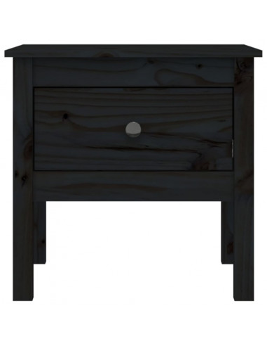 Tavolino Nero 50x50x49 cm Legno Massello di Pino