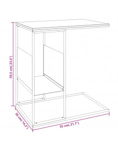 Tavolino Nero 55x36x59,5 cm Legno Multistrato