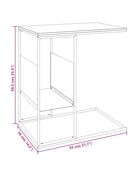 Tavolino Nero 55x36x59,5 cm Legno Multistrato
