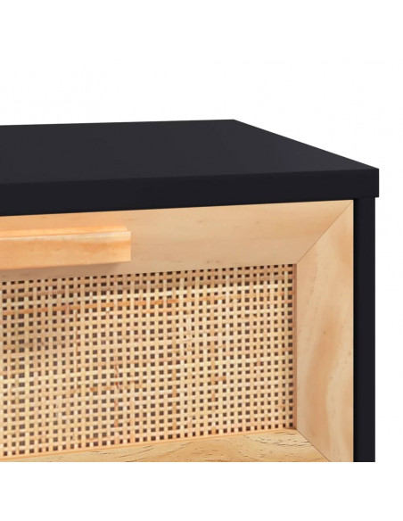 Tavolino Nero 80x40x30 cm Legno Multistrato e Massello di Pino
