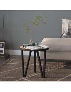 Tavolino Nero e Giallo Ø35 cm in MDF