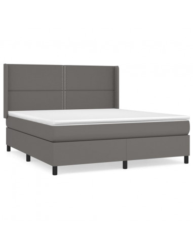 Giroletto a Molle con Materasso Grgio 180x200 cm in Similpelle