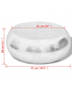 Tavolino per Caffè in Alluminio Martellato Argento