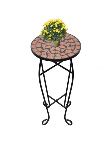 Tavolino per Piante con Mosaico Terracotta