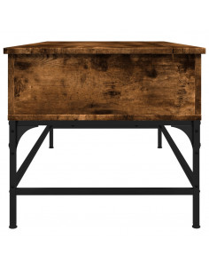 Tavolino Rovere Fumo 100x50x45cm in Legno Multistrato e Metallo