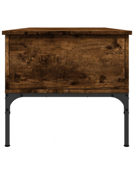 Tavolino Rovere Fumo 100x50x45cm in Legno Multistrato e Metallo