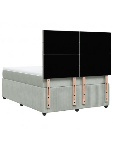 Giroletto a Molle con Materasso Grigio Chiaro 140x200cm Velluto