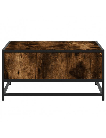 Tavolino Rovere Fumo 60,5x60,5x30 cm in Truciolato e Metallo