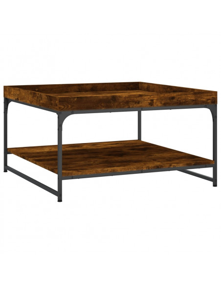Tavolino Rovere Fumo 80x80x45 cm in Legno Multistrato e Ferro