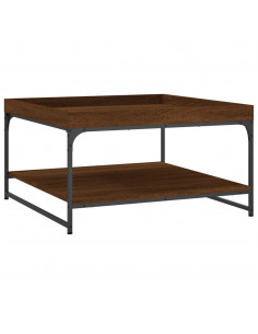 Tavolino Rovere Marrone 80x80x45cm in Legno Multistrato e Ferro